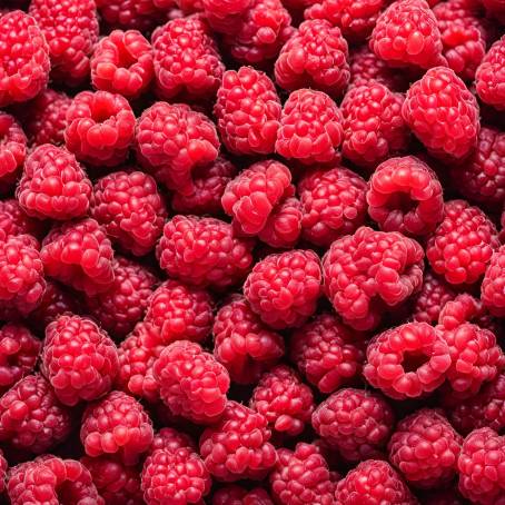 Colorful Red Raspberries for Nutritious Diet and Freshness