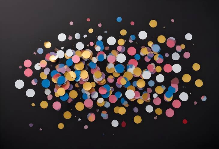 Colorful Round Confetti Made of Paper and Foil Isolated on Black and White Background