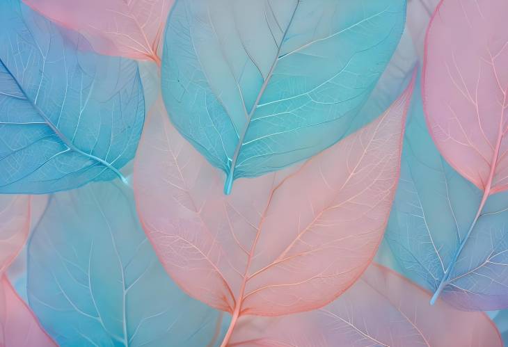 Colorful Transparent Skeleton Leaves with Pastel Hues