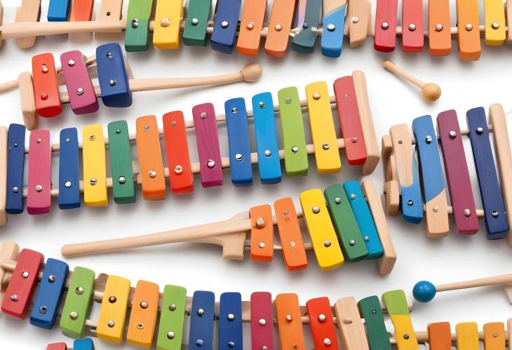 Colorful Xylophone Isolated on White Background Ideal for Music Education, Photography