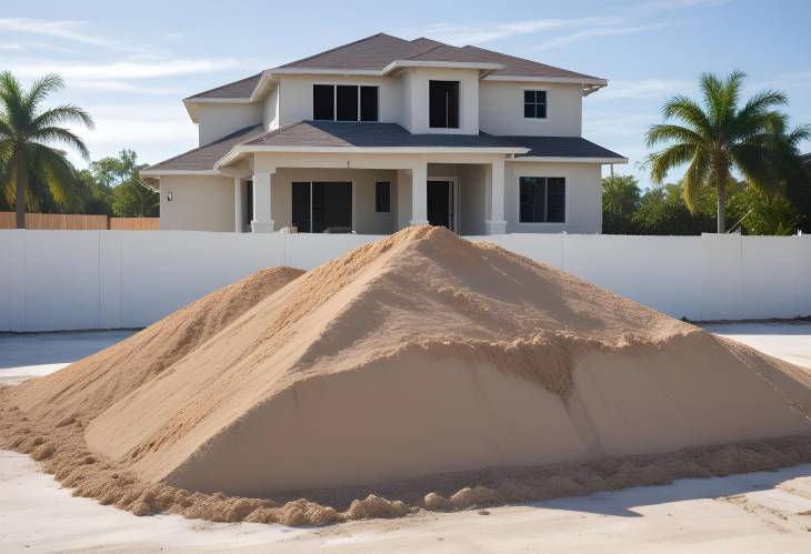 Construction Site in Southwest Florida Concrete Foundation and Shell of a New Home