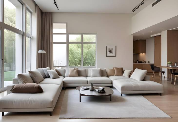 Contemporary Living Room with Modern Sofa and Elegant Furniture Pieces