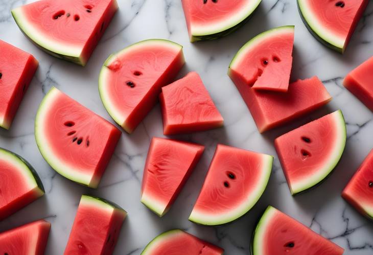 Cool Chopped Watermelon on a Marble Background A Refreshing and Sweet Treat