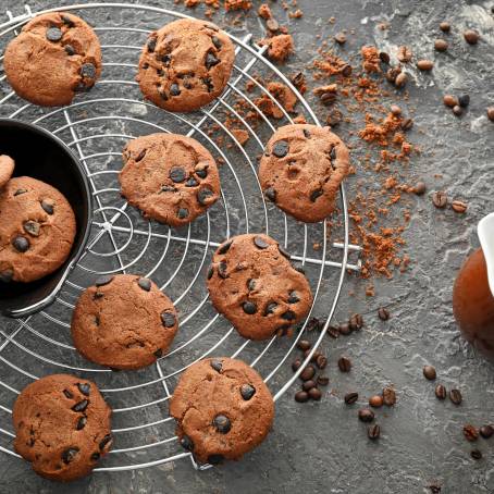 Cooling Chocolate Chip Cookies Sprinkled with Sea Salt Tags