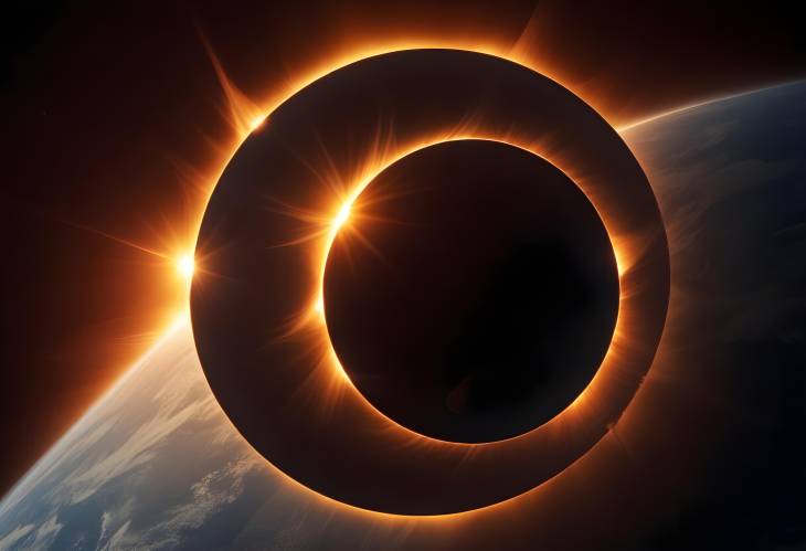 Cosmic Dance Solar Eclipse Over Earths Vast Horizons