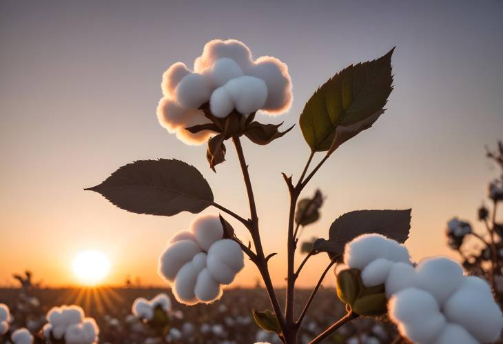 Cotton Blossom Silhouette with Sunset Background