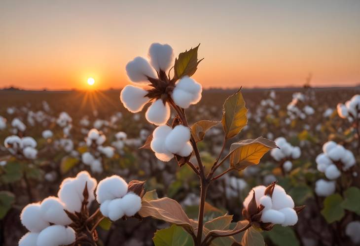 Cotton Plant at Sunset with Backlit Effect