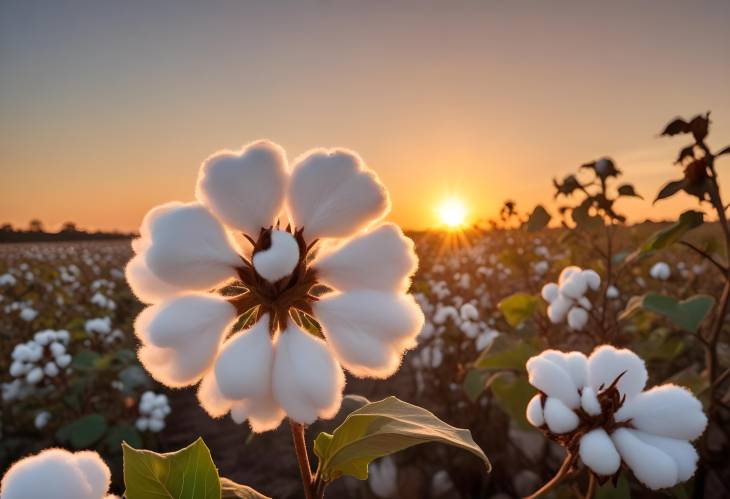 Cotton Plant at Sunset with Soft Backlight