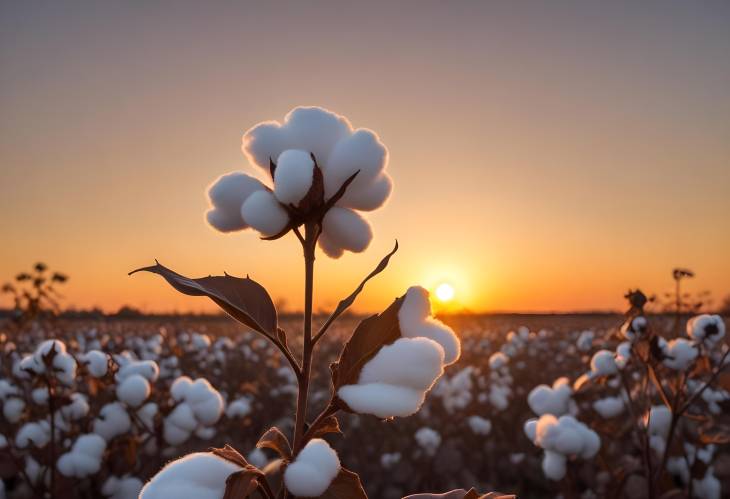 Cotton Plant with Sunset Glow in Background