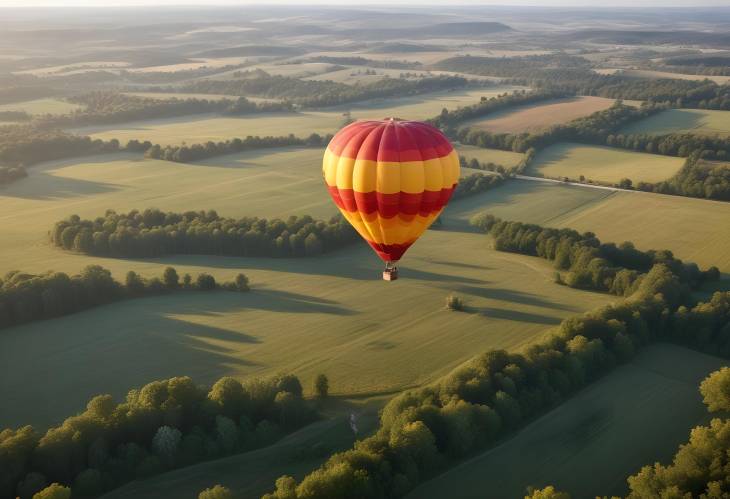 Country Views from Hot Air Balloon Aerial Perspective of Rolling Hills and Scenic Terrain