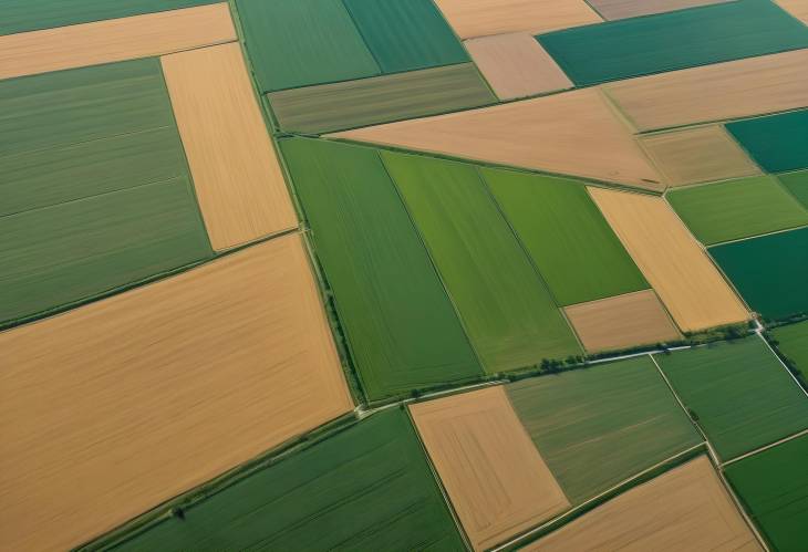 Countryside Farmland with Aerial View of Agricultural Fields