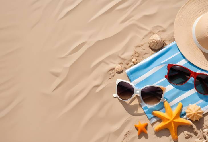 Couple in Sunglasses Relaxing on Beach During Summer