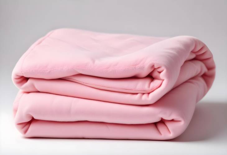 Cozy and Soft Pink Blanket Folded on White Surface for Modern Home Decoration