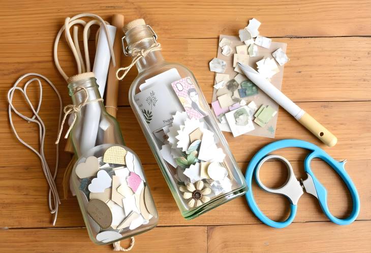 Crafting Joy Organizing Scrapbooking Supplies in Glass Bottles