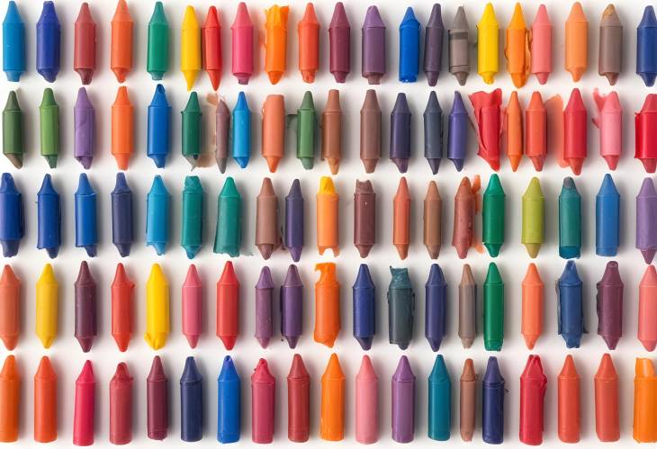 Crayon Wax Set with Multiple Colors Isolated on White Background