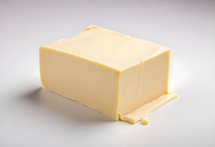 Creamy Block of Butter Isolated on White Perfect for Cooking and Baking