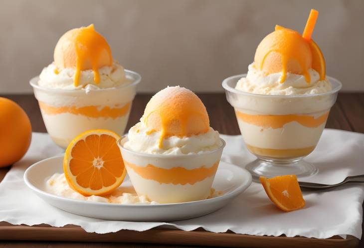 Creamy Orange Spumone Traditional Italian Ice Cream with Orange Flavor Layers