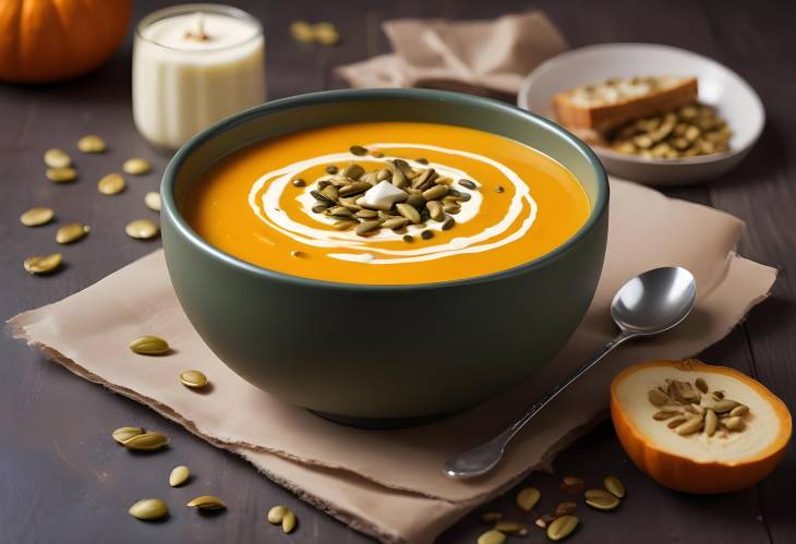 Creamy Pumpkin Soup with Roasted Pumpkin Seeds