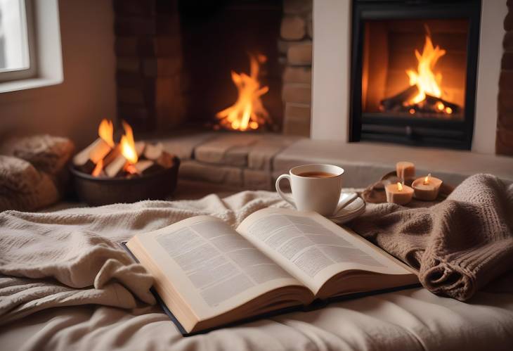 Create Hygge with a Book and Tea Next to a Flickering Fireplace