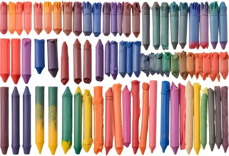 Creative Crayon Wax Set Isolated on White Background