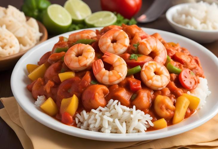 Creole Shrimp  Spicy Tomato Sauce with Bell Peppers and Onions