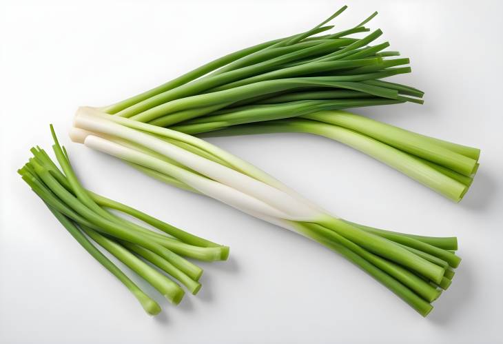 Crisp Green Onion Isolated on White Surface Ideal for Recipe Books, Cooking Websites, Food Styling