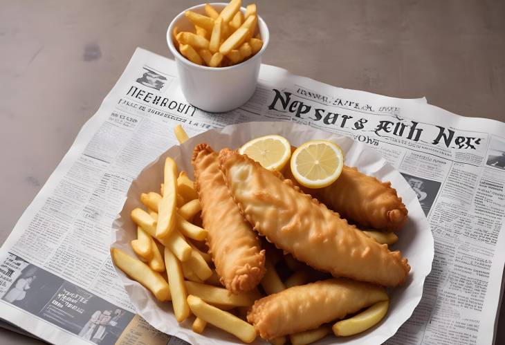 Crispy Fish  Chips in Newspaper  Traditional British Delight