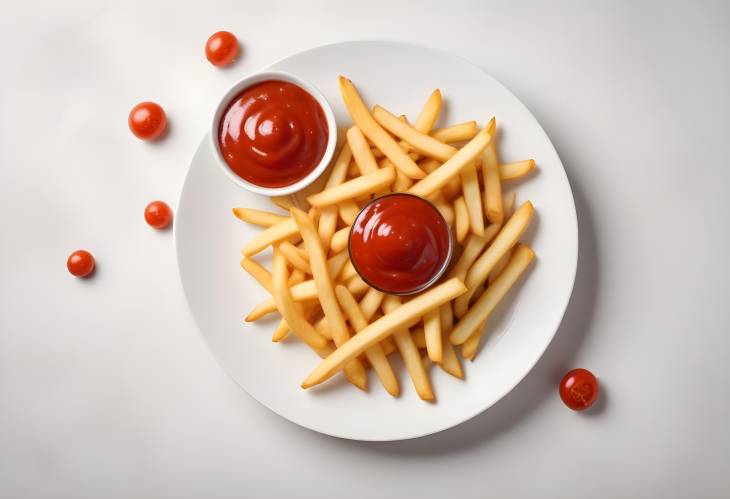 Crispy golden fries with a side of ketchup on a white plate, the ultimate comfort snack