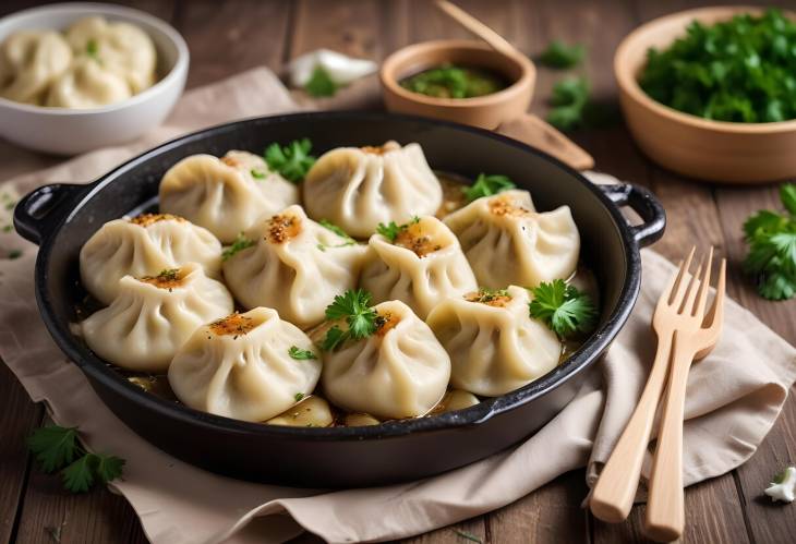 Crispy Homemade Dumplings with Fried Onion and Parsley  A Treat for All