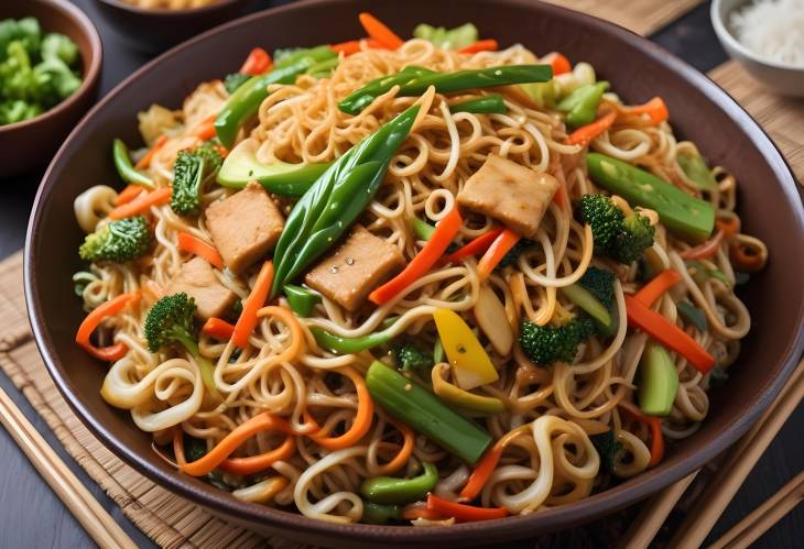 Crispy Noodles and Stir Fried Vegetables Indo Chinese Chopsuey with Fusion Touch