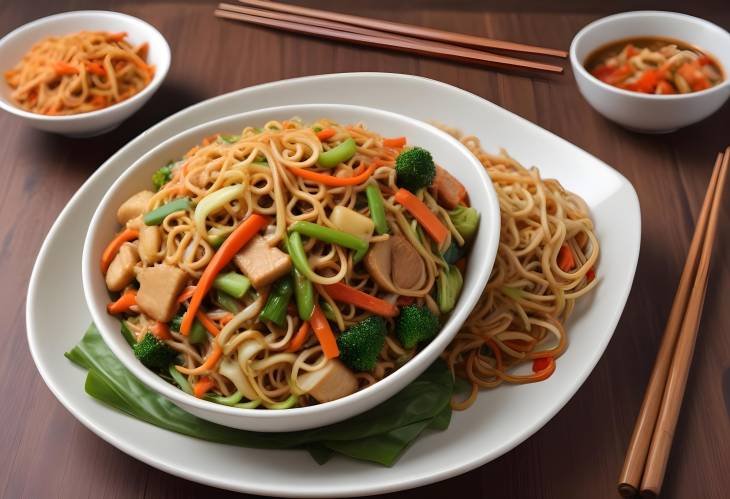 Crispy Noodles with Stir Fried Vegetables Indo Chinese Chopsuey with Fusion Flavors