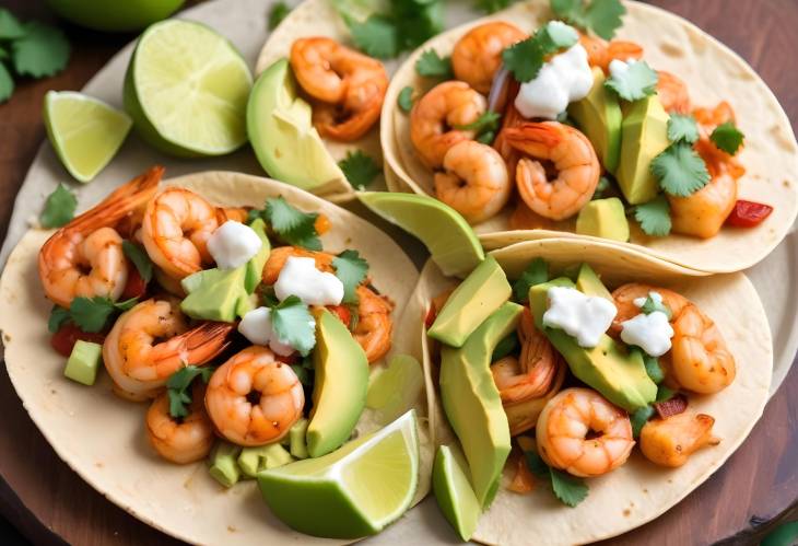 Crispy Spicy Shrimp Tacos with Avocado and Lime