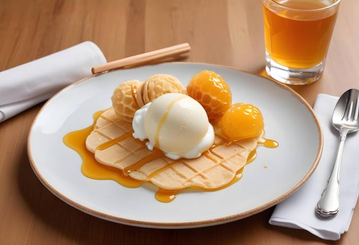 Crispy Thin Wafers with Yogurt Ice Cream  Honey A Tangy, Refreshing Light Dessert