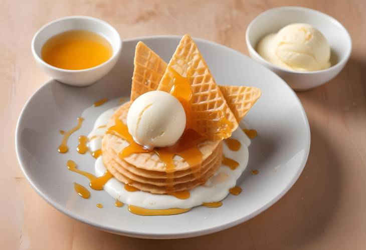 Crispy Wafers  Honey with Yogurt Ice Cream A Light  Sweet Dessert