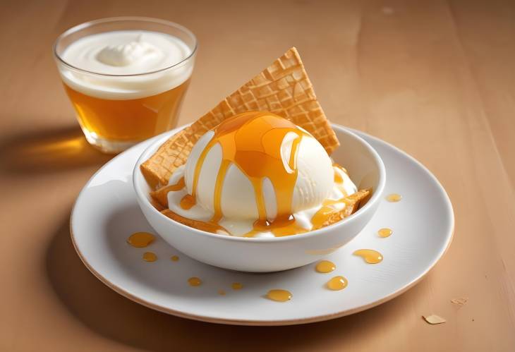 Crispy Wafers with Yogurt Ice Cream  Honey A Tangy, Refreshing Light Dessert Recipe