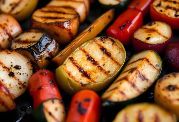 Culinary Art Close Up of Grilled Vegetables