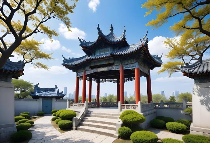 Cultural Treasures Ancient Chinese Architecture and Gardens Under a Blue Sky