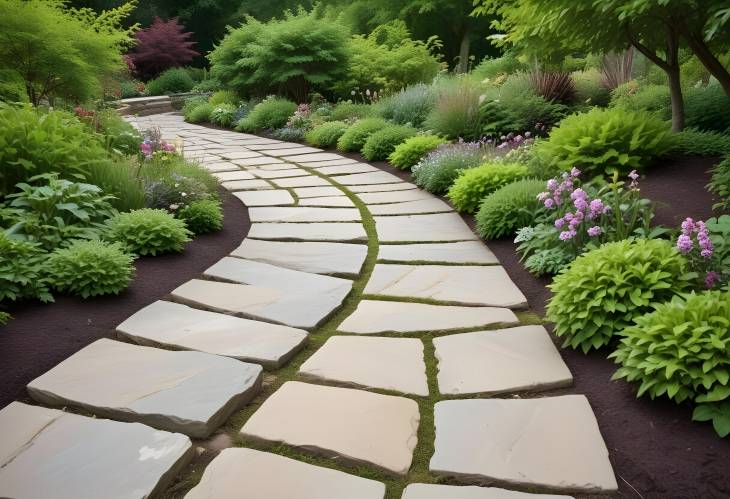 Curving Stone Walkway A Scenic Path Through the Garden