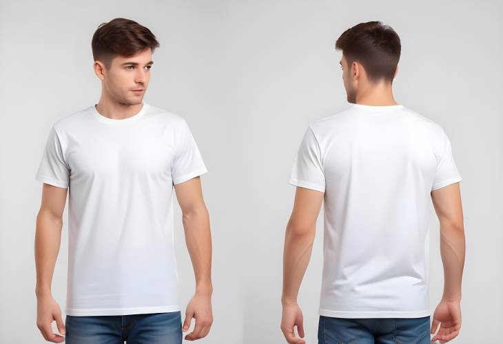 Customizable T Shirt Mockup with Front and Back Views on White Background for Design