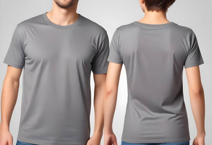 Customizable T Shirt with Front and Back Views Isolated on White for Graphic and Print Design