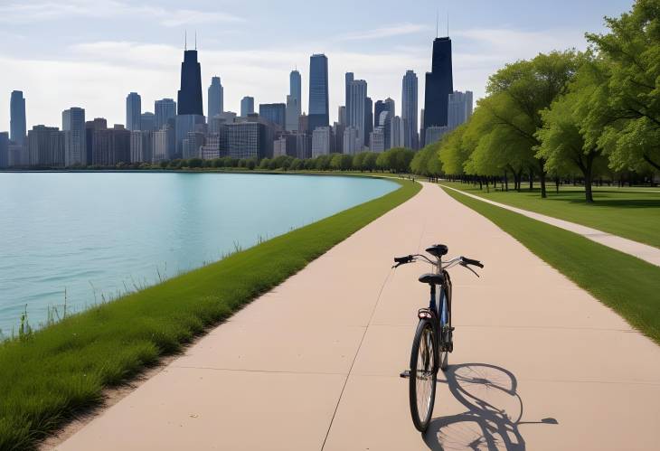 Cycle the City Bicycle Path in Chicago with Downtown Skyline and Lakefront Views