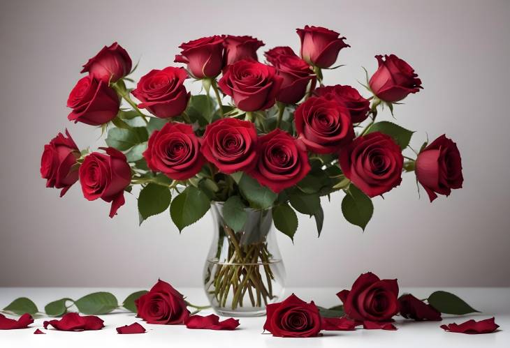 Dark Red Roses A Timeless Bouquet in a Vase, Isolated Elegance