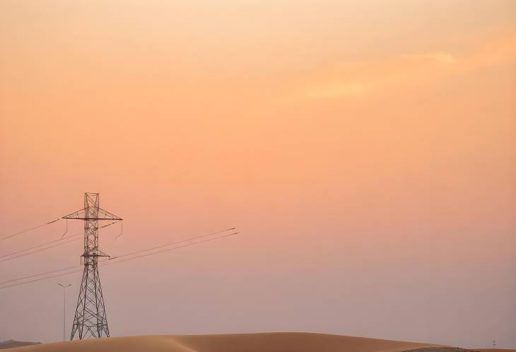 Dawn at Al Hofuf High Voltage Towers and Beauty