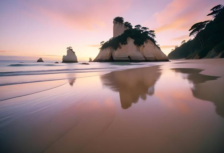 Dawn at Cathedral Cove  Beautiful Sunrise on Coromandel Peninsula, NZ