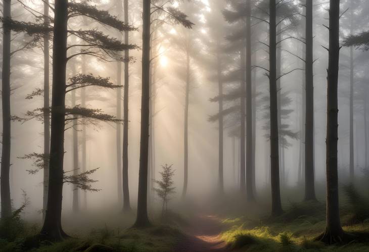 Dawn Breaks Ethereal Light in the Forest