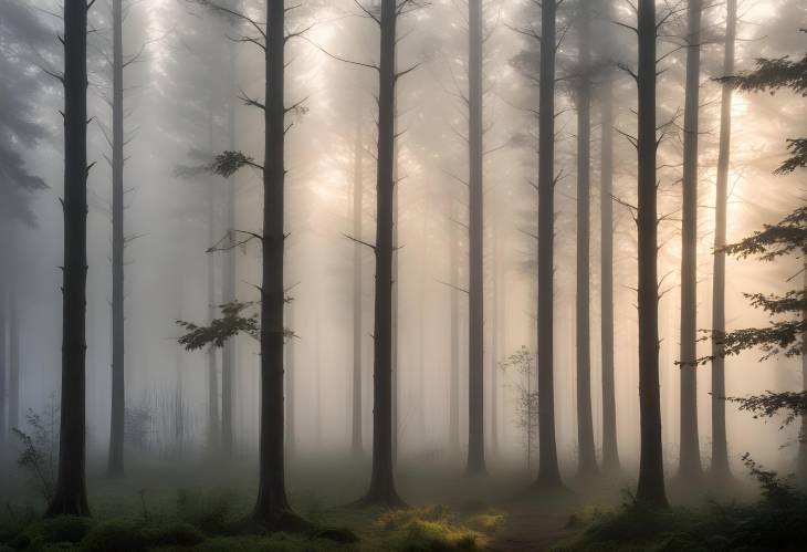 Dawns Light A Foggy Forest Dreamscape