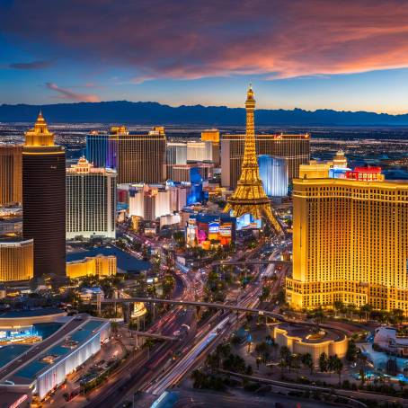 Dazzling Las Vegas Strip Panorama Nevadas Famous Hotels and Casinos