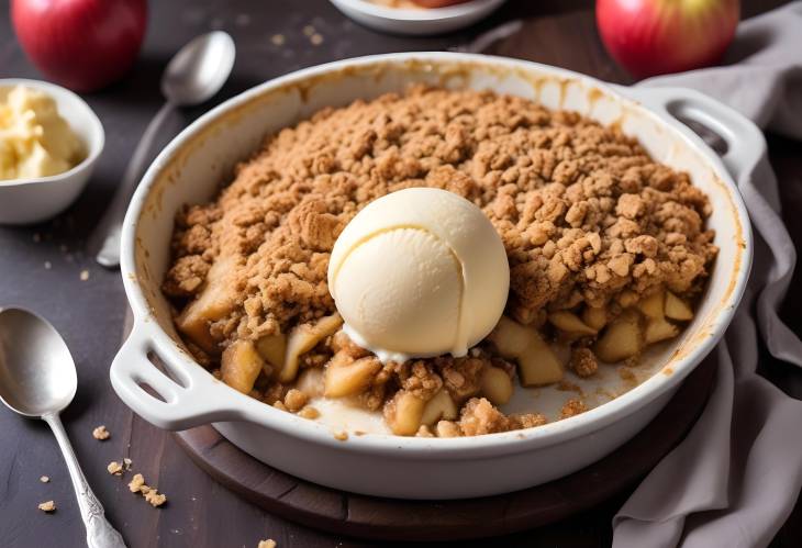 Decadent Apple Crumble with Vanilla Ice Cream