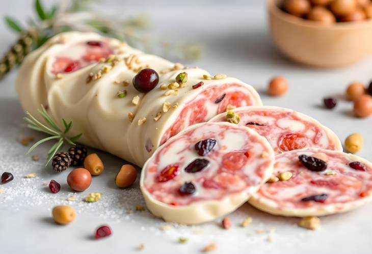 Decadent White Chocolate Salami with Dried Fruit and Pistachio  A No Bake Dessert Roll