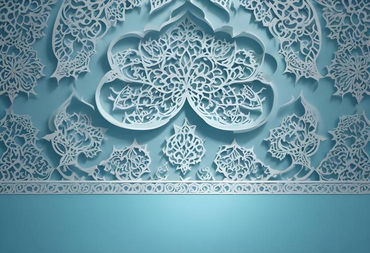 Decorative Muslim Ornament Shadow on Light Blue Wall